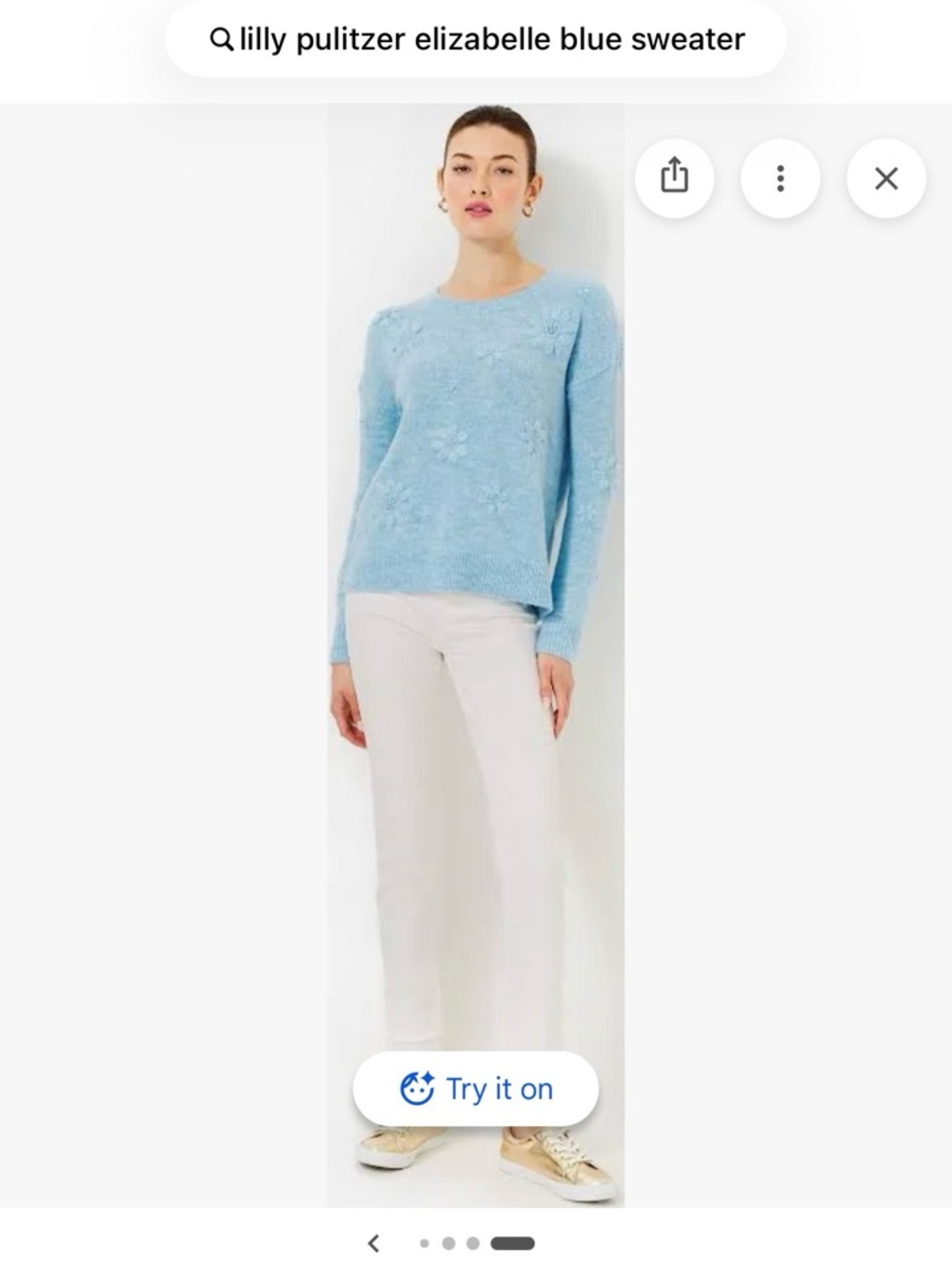 Lilly Pulitzer Pale Blue Floral Crewneck Sweater